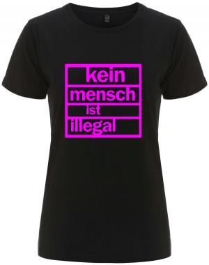 tailliertes Fairtrade T-Shirt: Kein Mensch ist illegal (pink)