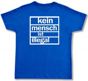 Fairtrade T-Shirt: Kein Mensch ist Illegal (weiß/blau)