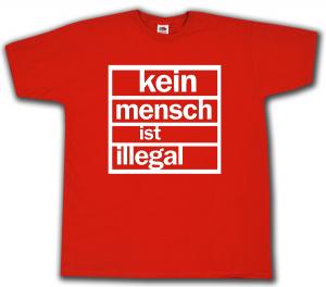 T-Shirt: Kein Mensch ist Illegal (weiß/rot)