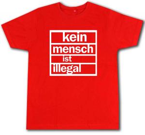 Fairtrade T-Shirt: Kein Mensch ist Illegal (weiß/rot)