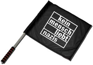 Fahne / Flagge (ca. 40x35cm): kein mensch liebt nazis