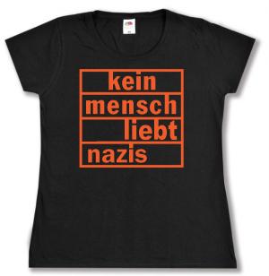 tailliertes T-Shirt: kein mensch liebt nazis (orange)