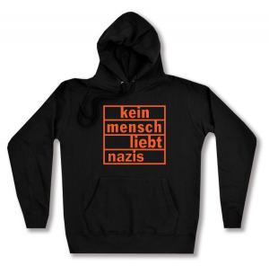 taillierter Kapuzen-Pullover: kein mensch liebt nazis (orange)