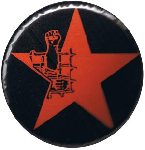 37mm Magnet-Button: Knaststern (rot, mit schwarzem Hintergrund)