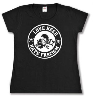 tailliertes T-Shirt: Love Beer Hate Fascism