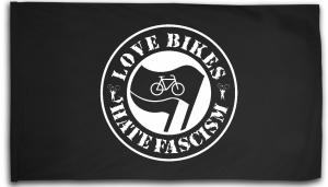 Fahne / Flagge (ca. 150x100cm): Love Bikes Hate Fascism