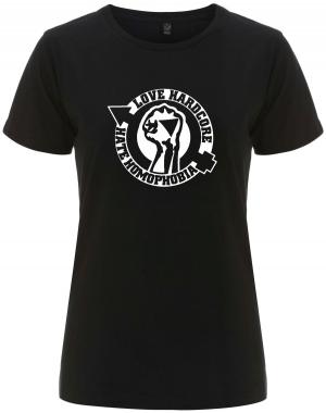 tailliertes Fairtrade T-Shirt: Love Hardcore - Hate Homophobia