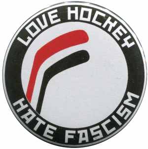 37mm Button: Love Hockey Hate Fascism