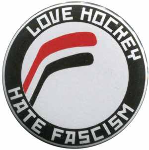 50mm Button: Love Hockey Hate Fascism
