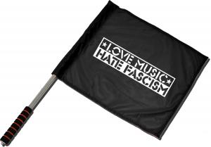 Fahne / Flagge (ca. 40x35cm): Love Music Hate Fascism