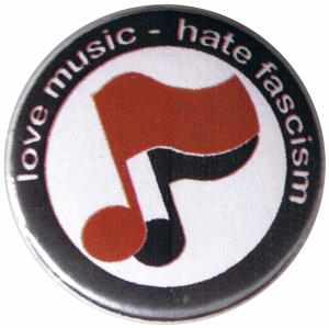 37mm Button: love music - hate fascism (Noten)