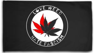 Fahne / Flagge (ca. 150x100cm): Love Weed Hate Fascism