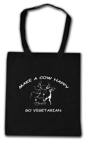 Baumwoll-Tragetasche: Make a Cow happy - Go Vegetarian
