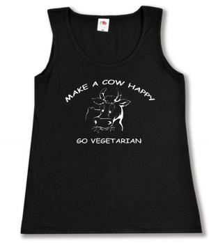 tailliertes Tanktop: Make a Cow happy - Go Vegetarian