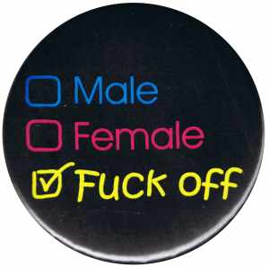 50mm Magnet-Button: Male Female Fuck off