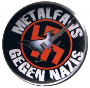 25mm Magnet-Button: Metalfans gegen Nazis (schwarz)