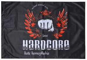 Fahne / Flagge (ca. 150x100cm): mixed sexual arts love Hardcore - hate homophobia