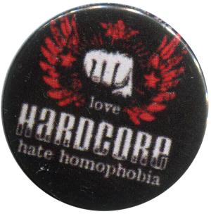50mm Button: mixed sexual arts love Hardcore - hate homophobia