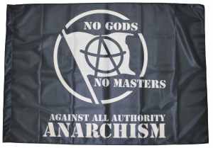 Fahne / Flagge (ca. 150x100cm): no gods no master - against all authority - ANARCHISM