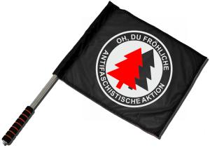 Fahne / Flagge (ca. 40x35cm): Oh, Du fröhliche Antifaschistische Aktion