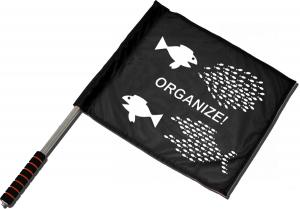 Fahne / Flagge (ca. 40x35cm): Organize! Fische