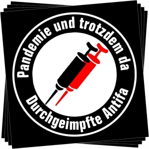 Aufkleber-Paket: Pandemie und trotzdem da - Durchgeimpfte Antifa
