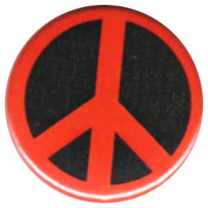 25mm Button: Peacezeichen (schwarz/rot)