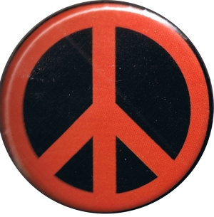 37mm Button: Peacezeichen (schwarz/rot)