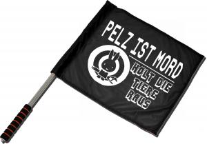 Fahne / Flagge (ca. 40x35cm): Pelz ist Mord