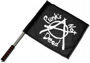 Fahne / Flagge (ca. 40x35cm): Punks not Dead (Anarchy)