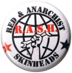 25mm Button: Red and Anarchist Skinheads (R.A.S.H.)