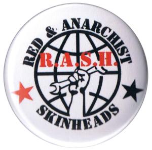37mm Button: Red and Anarchist Skinheads (R.A.S.H.)