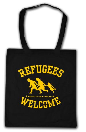 Baumwoll-Tragetasche: Refugees Welcome