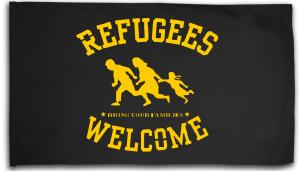 Fahne / Flagge (ca. 150x100cm): Refugees welcome