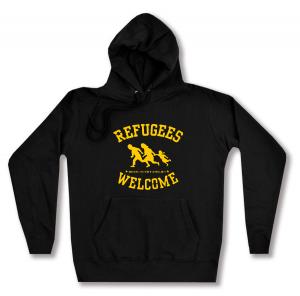 taillierter Kapuzen-Pullover: Refugees welcome