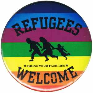 25mm Magnet-Button: Refugees welcome (bunt)