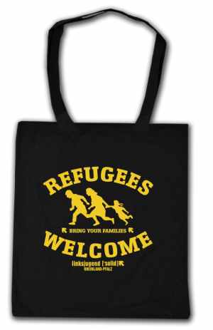 Baumwoll-Tragetasche: Refugees welcome Linksjugend
