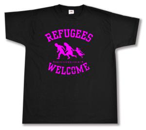 T-Shirt: Refugees welcome (pink)