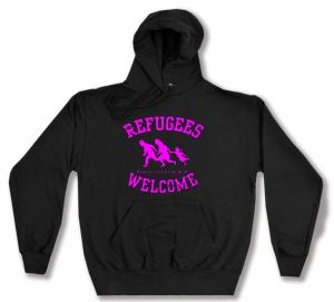 Kapuzen-Pullover: Refugees welcome (pink)