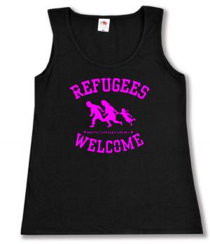 tailliertes Tanktop: Refugees welcome (pink)