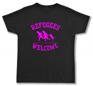 Fairtrade T-Shirt: Refugees welcome (pink)