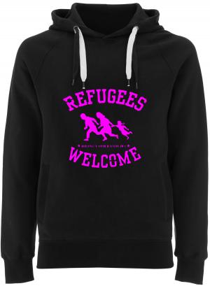 Fairtrade Pullover: Refugees welcome (pink)