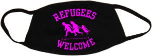 Mundmaske: Refugees welcome (pink)
