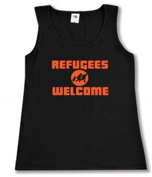 tailliertes Tanktop: Refugees welcome (Quer)
