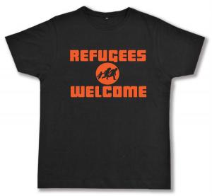 Fairtrade T-Shirt: Refugees welcome (Quer)