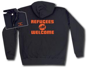 Kapuzen-Jacke: Refugees welcome (Quer)