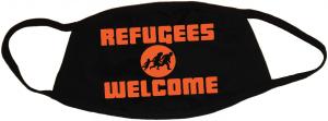 Mundmaske: Refugees welcome (Quer)