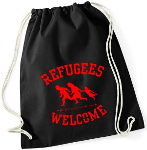 Sportbeutel: Refugees welcome (rot)
