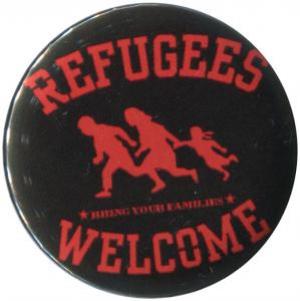 25mm Button: Refugees welcome (rot)