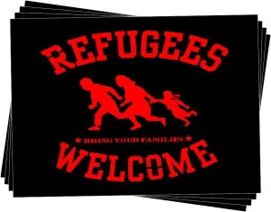 Aufkleber-Paket: Refugees welcome (rot)